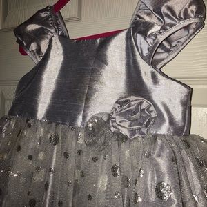 Little Girls Metallic Silver Dress